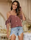 Fashion Red Geometric-print Lace-up One-shoulder Top