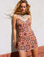 Fashion Checkered Blend Hand Crochet V-neck Slip Dress