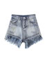 Fashion Blue Fringed Denim Shorts