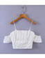 Fashion White Cotton Cropped Crinkled Suspender Top