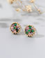 Fashion Colorful Leaf Stud Earrings Copper Gold Plated Zirconia Leaf Stud Earrings