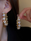 Fashion Golden Heart Bronze Heart Zirconia Earrings