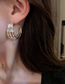 Fashion Gold Copper Inlaid Zirconium Triple Earrings