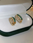 Fashion Green Copper Inlaid Zirconium Oil Drop C-shaped Earrings