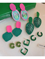Fashion 6# Green Lotus Earrings Alloy Geometric Lotus Pearl Stud Earrings