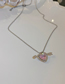 Fashion Necklace - Pink Bronze Heart Diamond Necklace