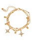 Fashion Pentagram Gold Alloy Diamond Pentagram Double Layer Bracelet