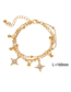 Fashion Pentagram Gold Alloy Diamond Pentagram Double Layer Bracelet