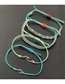 Fashion Blue Geometric Cord Braided Multilayer Wave Fish Hook Bracelet Set