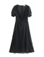 Fashion Black Chiffon Placket Slit Dress