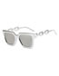 Fashion Silver Frame White Mercury Metal Chain Square Sunglasses