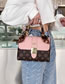 Fashion Pink Pu Print Lock Silk Scarf Hand-held Messenger Bag