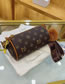 Fashion Brown Pu Printed Fur Ball Tote Bag