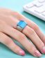 Fashion Steel Color Stainless Steel Square Turquoise Geometric Ring