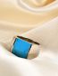 Fashion Steel Color Stainless Steel Square Turquoise Geometric Ring