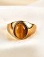 Fashion Blue Stainless Steel Oval Tiger Eye Ring