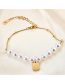 Fashion Gold Color Titanium Pearl Panel Snake Chain Monogram Bracelet