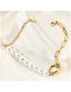 Fashion Gold Color Titanium Pearl Panel Chain Ring Bracelet