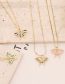 Fashion 2# Pink Bronze Zirconium Oil Drop Butterfly Necklace