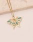 Fashion 1# Green Bronze Zirconium Oil Drop Butterfly Necklace