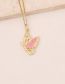 Fashion 1# Pink Bronze Zirconium Oil Drop Butterfly Necklace