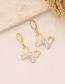 Fashion 1# Hole Green Brass Diamond Gradient Butterfly Earrings