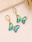 Fashion 4# Light Blue Brass Diamond Gradient Butterfly Earrings
