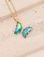 Fashion 1# Hole Green Titanium Steel Glass Gradient Butterfly Necklace