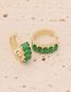 Fashion 2# Green Brass Inset Zirconium Round Earrings