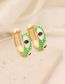 Fashion 2# Green Copper Drip Oil Eye Earrings