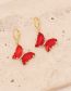 Fashion 1# Red Copper Glass Butterfly Earrings