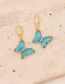 Fashion 10# Yellow Copper Glass Butterfly Earrings