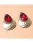 Fashion Red Metal Drop Diamond Disc Stud Earrings