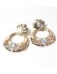 Fashion White Metal Diamond Geometric Hoop Stud Earrings