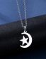 Fashion Silver Color Titanium Star And Moon Stud Necklace Set