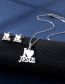Fashion Silver Color Titanium Steel Heart Letter Stud Necklace Set
