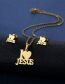 Fashion Gold Color Titanium Steel Heart Letter Stud Necklace Set