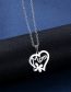 Fashion Silver Color Titanium Steel Heart Mom Stud Necklace Set