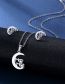 Fashion Silver Color Titanium Mama Crescent Stud Necklace Set