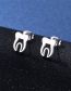 Fashion Silver Color Titanium Steel Geometric Teeth Stud Necklace Set