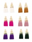 Fashion Purple Alloy Diamond Pearl Waterdrop Tassel Stud Earrings