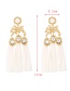 Fashion White Alloy Diamond Pearl Waterdrop Tassel Stud Earrings