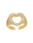Fashion Gold Bronze Zircon Openwork Heart Ring
