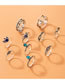 Fashion Silver Alloy Set With Waterdrop Diamond Openwork Lotus Ring Set