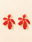 Fashion Red Metal Drop Oil Flower Stud Earrings