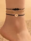 Fashion Gold Alloy Drip Oil Small Daisy Feather Braided Rope Three-layer Anklet