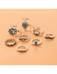 Fashion Silver Alloy Diamond Heart Flower Geometric Ring Set