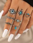 Fashion Silver Alloy Diamond Heart Flower Geometric Ring Set