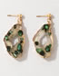 Fashion Gold Emerald Irregular Crystal Stud Earrings