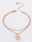 Fashion Gold 3d Love Double Anklet